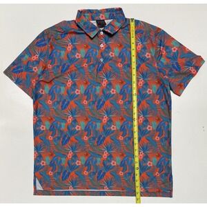Tropical Bros Polo Shirt Men M Golf Performance Stretch Hawaiian Hibiscus Floral